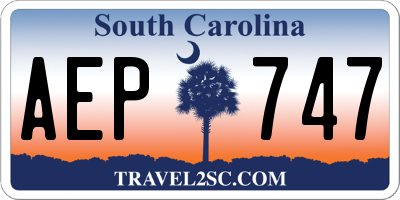 SC license plate AEP747