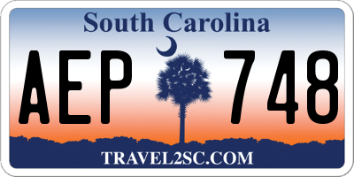 SC license plate AEP748