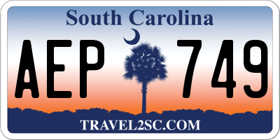 SC license plate AEP749
