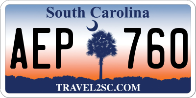 SC license plate AEP760