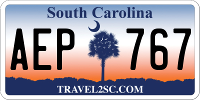 SC license plate AEP767