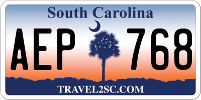 SC license plate AEP768