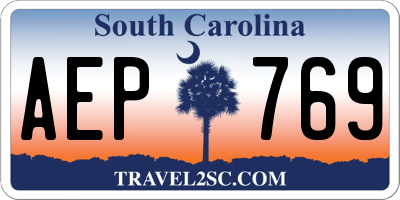 SC license plate AEP769