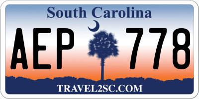 SC license plate AEP778