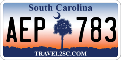 SC license plate AEP783