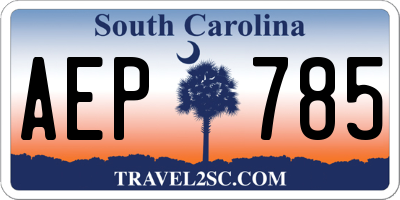 SC license plate AEP785