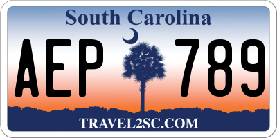 SC license plate AEP789