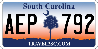 SC license plate AEP792