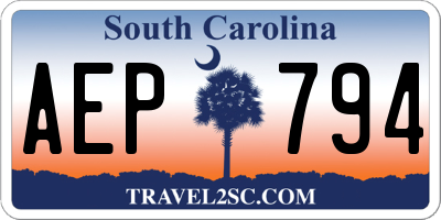 SC license plate AEP794