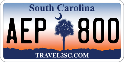SC license plate AEP800