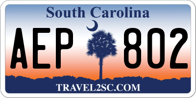 SC license plate AEP802