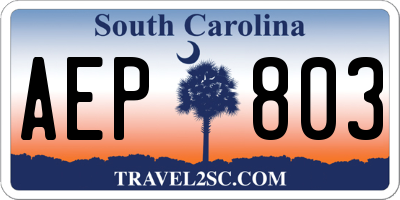 SC license plate AEP803