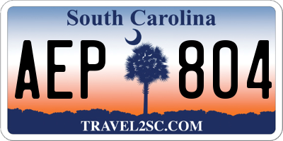 SC license plate AEP804