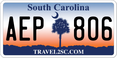 SC license plate AEP806
