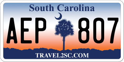 SC license plate AEP807