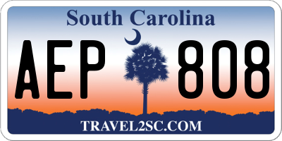 SC license plate AEP808