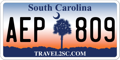 SC license plate AEP809