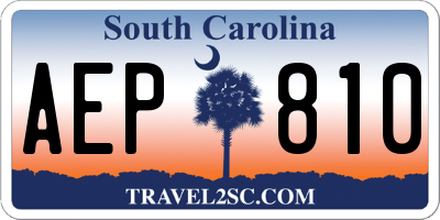 SC license plate AEP810