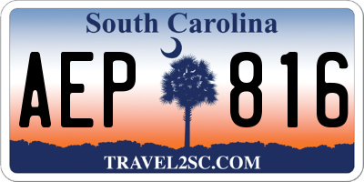 SC license plate AEP816