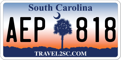 SC license plate AEP818