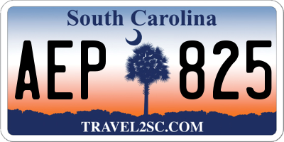 SC license plate AEP825