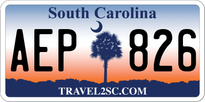 SC license plate AEP826