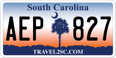 SC license plate AEP827
