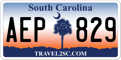 SC license plate AEP829
