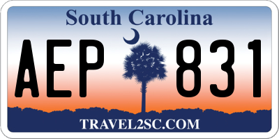 SC license plate AEP831