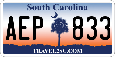 SC license plate AEP833