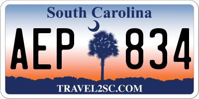 SC license plate AEP834