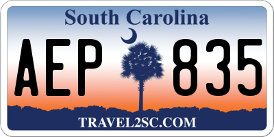 SC license plate AEP835