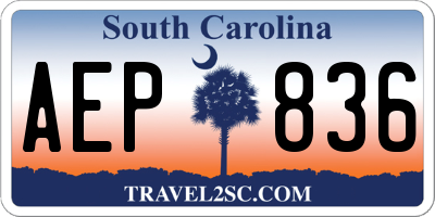 SC license plate AEP836