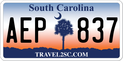 SC license plate AEP837