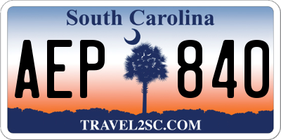 SC license plate AEP840