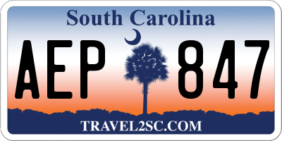 SC license plate AEP847