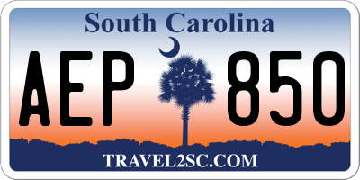 SC license plate AEP850