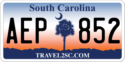 SC license plate AEP852