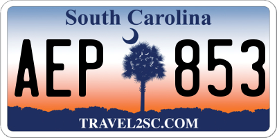 SC license plate AEP853