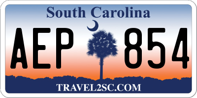 SC license plate AEP854