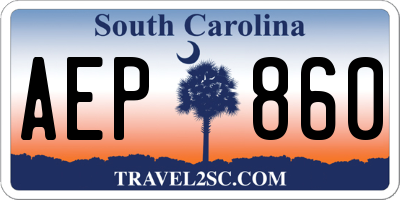 SC license plate AEP860
