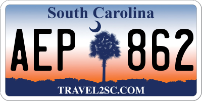 SC license plate AEP862