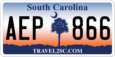 SC license plate AEP866