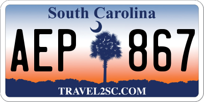 SC license plate AEP867