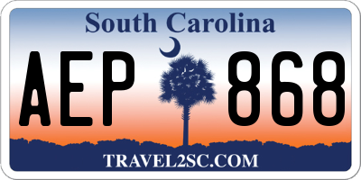 SC license plate AEP868