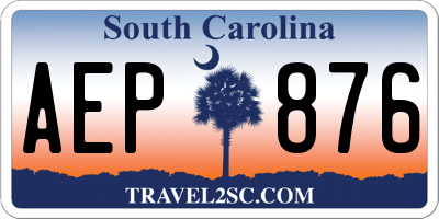 SC license plate AEP876