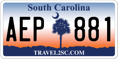 SC license plate AEP881