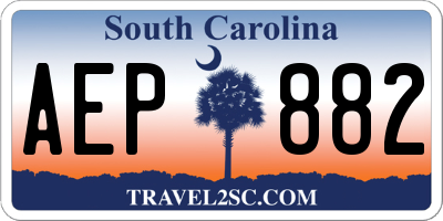 SC license plate AEP882