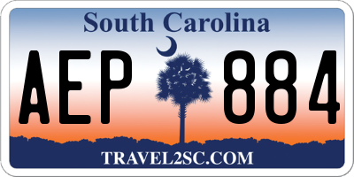 SC license plate AEP884