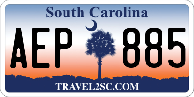 SC license plate AEP885